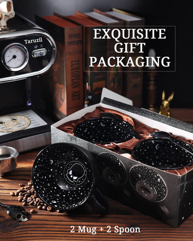 Taruzil matte black ceramic mug with a glossy inner finish for a sleek look.