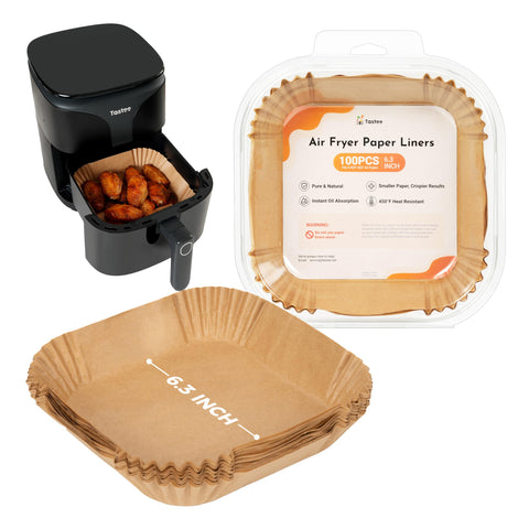 Tastee air fryer liners close-up highlighting oil-absorbent core for crispier fry results