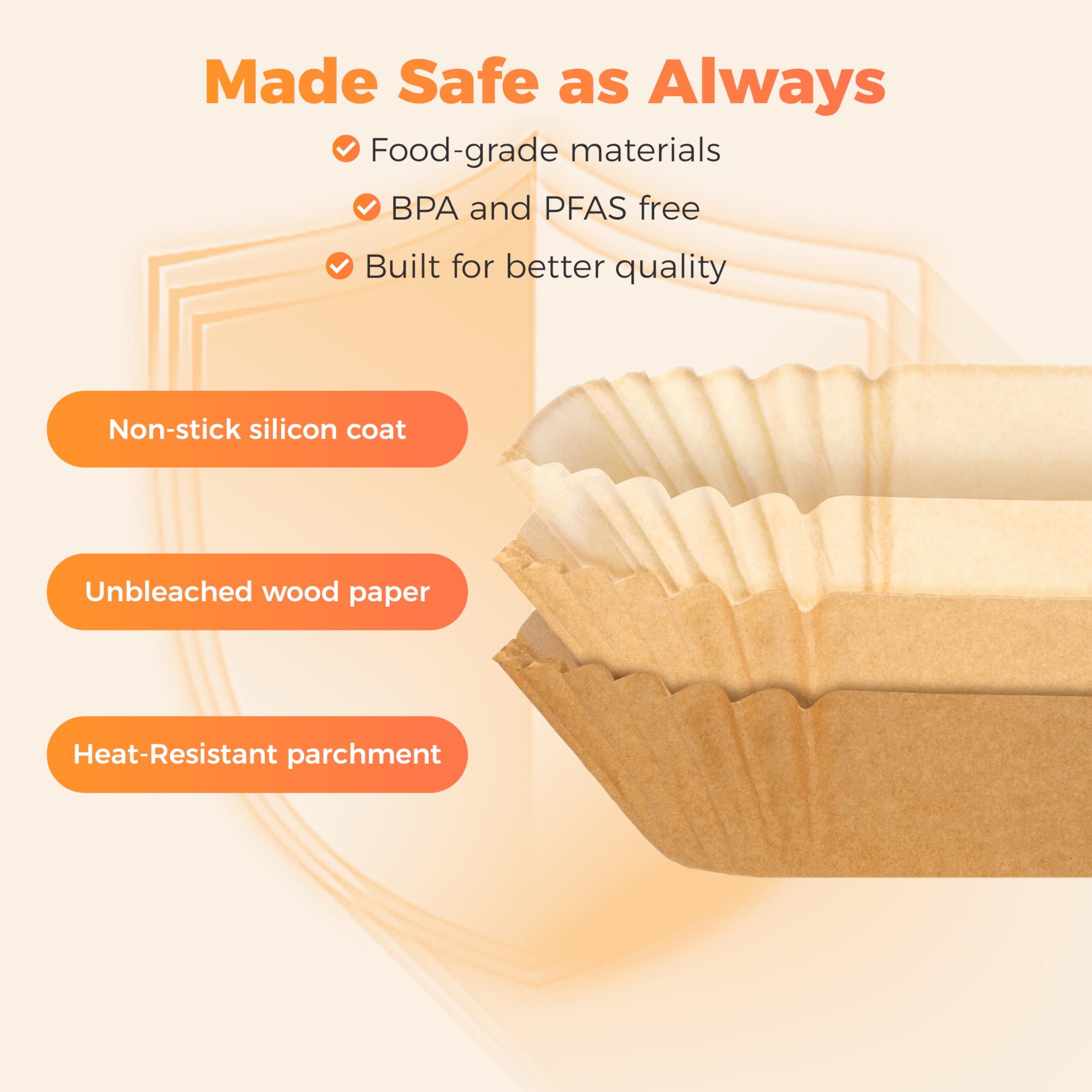 Tastee liners display non-stick coating enabling easy removal and cleaning