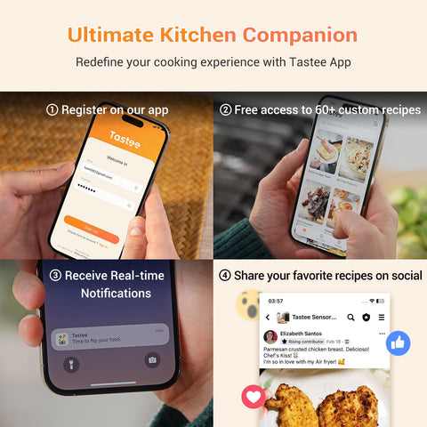 Tastee Air Fryer app recipes provide over 60 ideas for dinners.