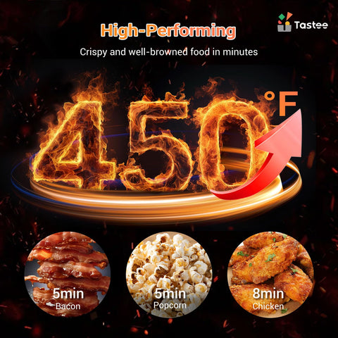 Tastee Ceramic Air Fryer dual-sensor thermometer ensures consistent doneness.