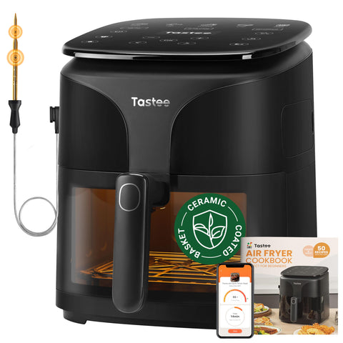 Tastee Ceramic Air Fryer front view with precise controls for easy cooking.