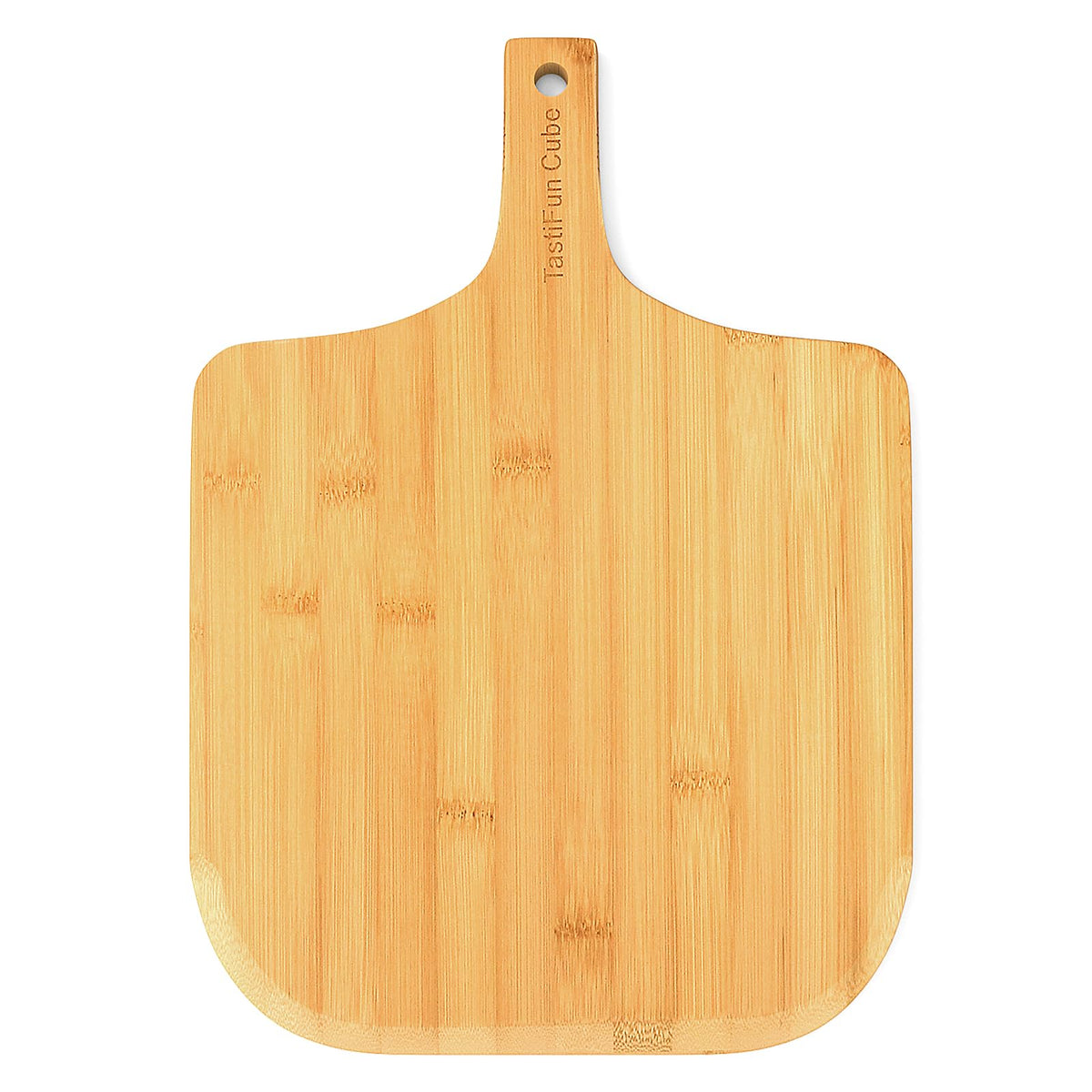TastiFun Cube pizza peel 12-inch natural bamboo for smooth dough transfer.