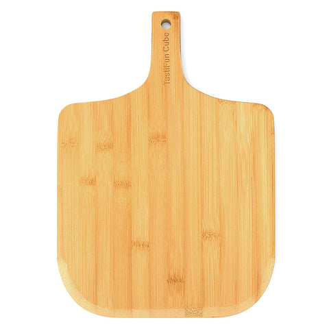 TastiFun Cube pizza peel 12-inch natural bamboo for smooth dough transfer.