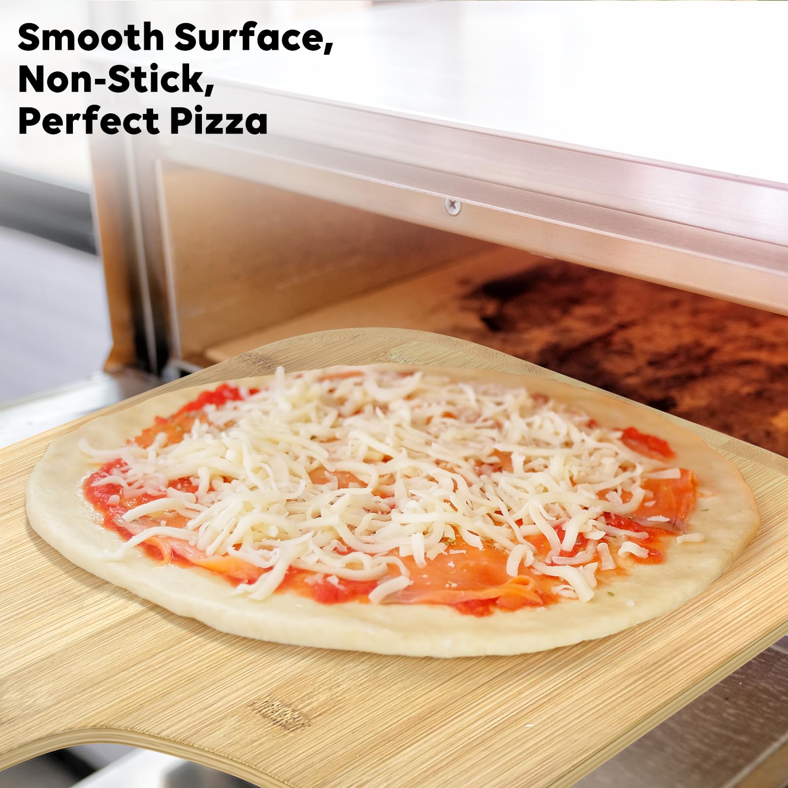TastiFun Cube pizza peel dimensions 17.5 x 12 inches for comfortable handling.