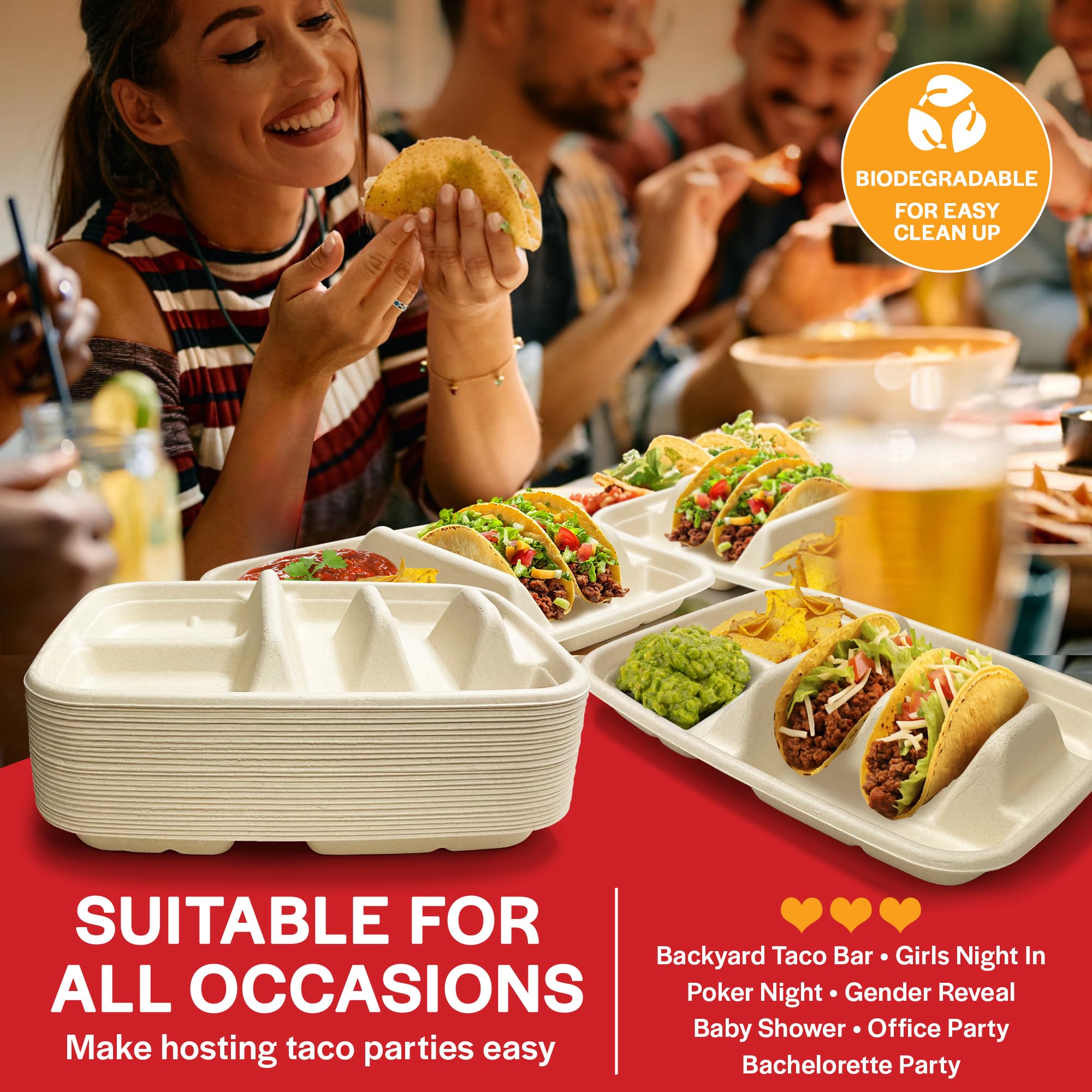 Tasty Taco taco bar serving set helps organize a festive spread.