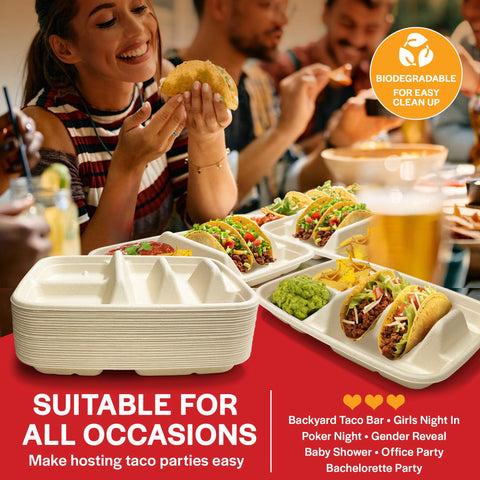 Tasty Taco taco bar serving set helps organize a festive spread.