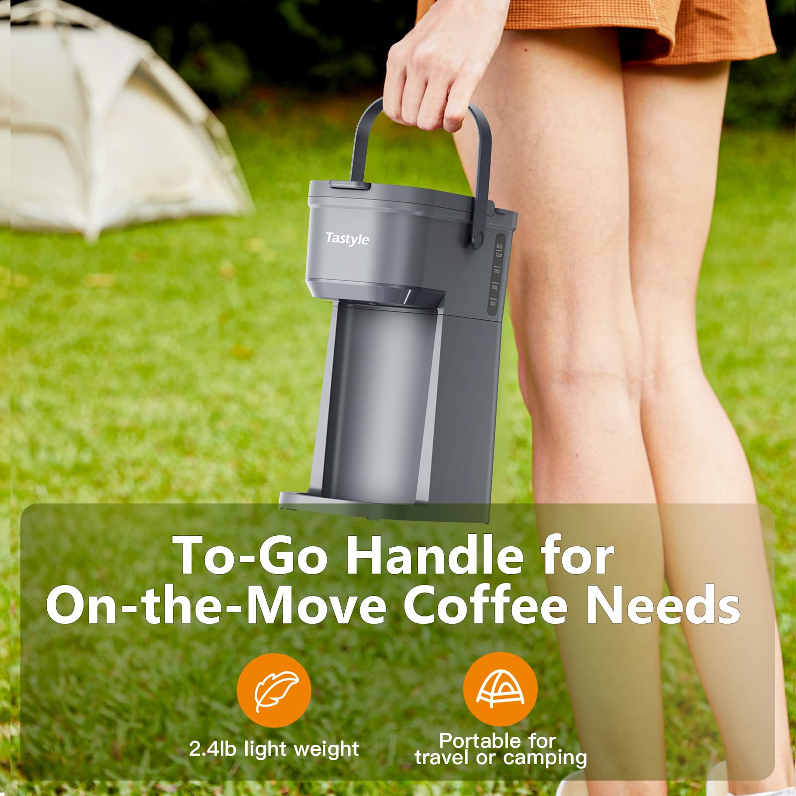 Tastyle 12 oz water tank with visible level markings for brew control