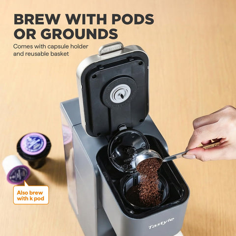 Tastyle 40oz removable water reservoir with clear level indicator for easy refills.