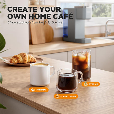 Tastyle hot and iced brew modes shown for flexible beverage options.