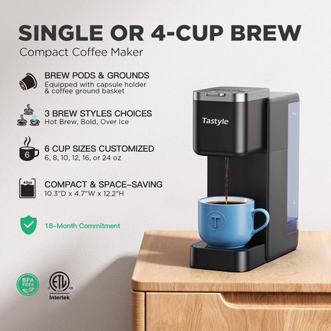 Tastyle coffee maker showing iced brew mode for refreshing drinks.