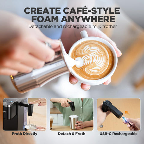 Tastyle detachable milk frother for quick cafe-style froth