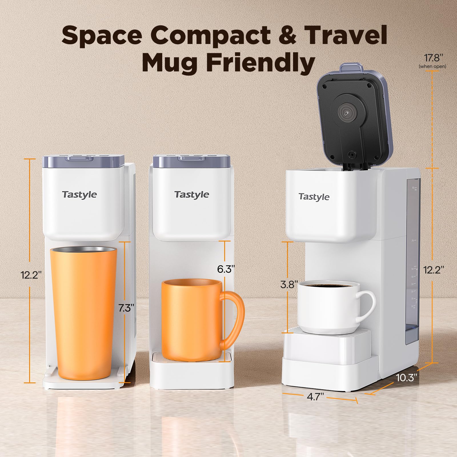 Tastyle elevated drip tray prevents splatter and fits tall travel mugs