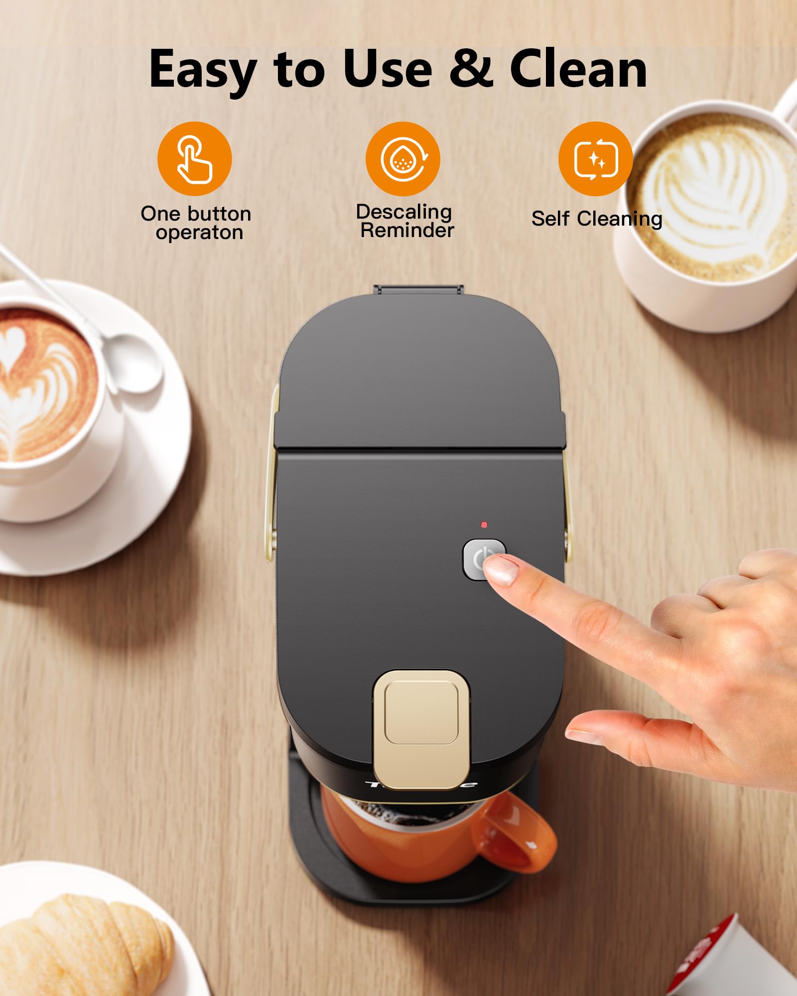 Tastyle 800W energy-saving design with auto shut-off after brewing.