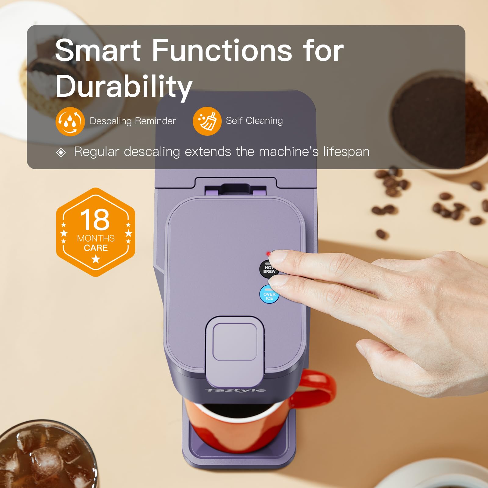 Tastyle Mini coffee maker dishwasher-safe parts for easy cleaning