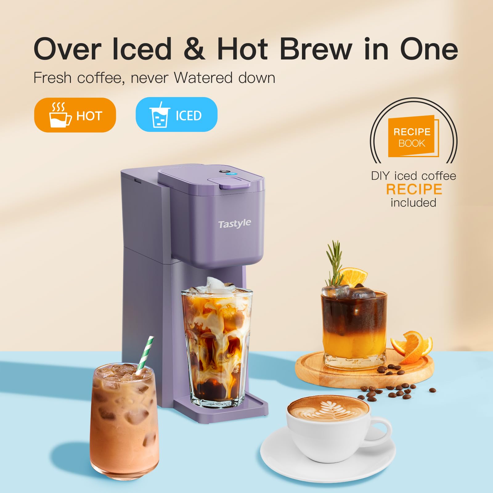 Tastyle Mini coffee maker pod and ground brew option in use