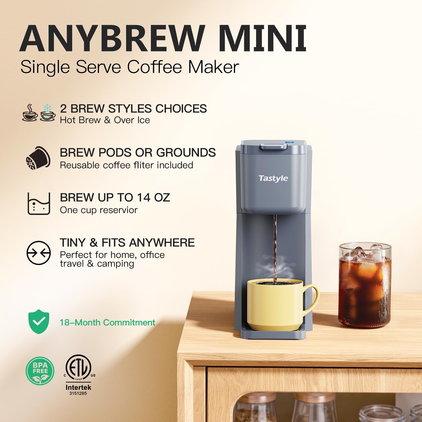 Tastyle Mini coffee maker in travel setup suitable for dorms and RVs
