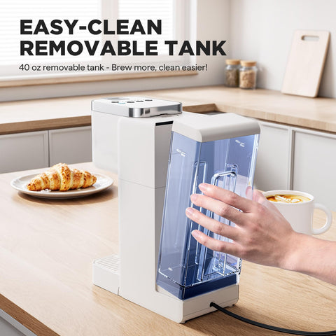 Tastyle removable drip tray reducing splashes and cleaning.
