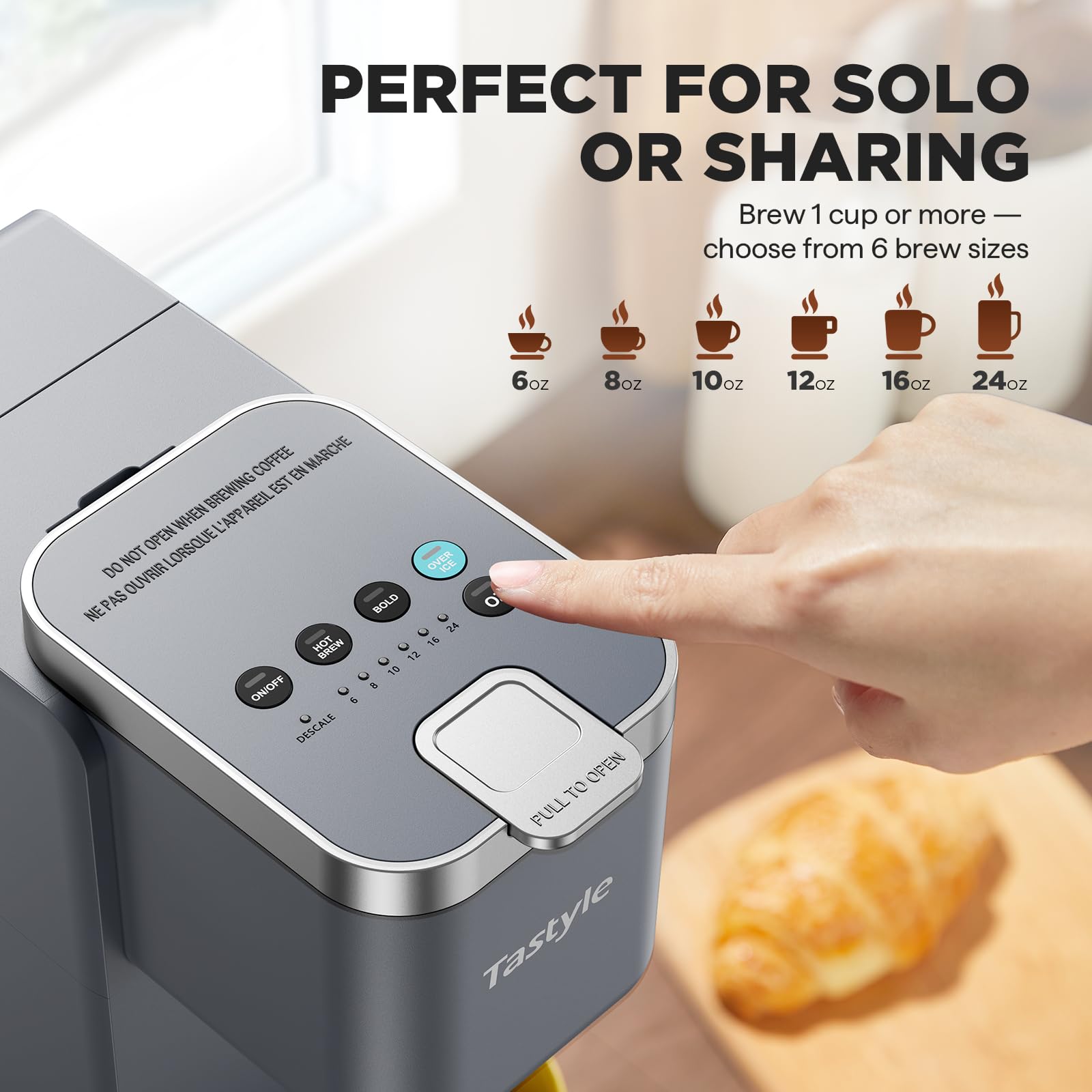 Tastyle removable drip tray demonstrated for reduced spills and simple cleaning.