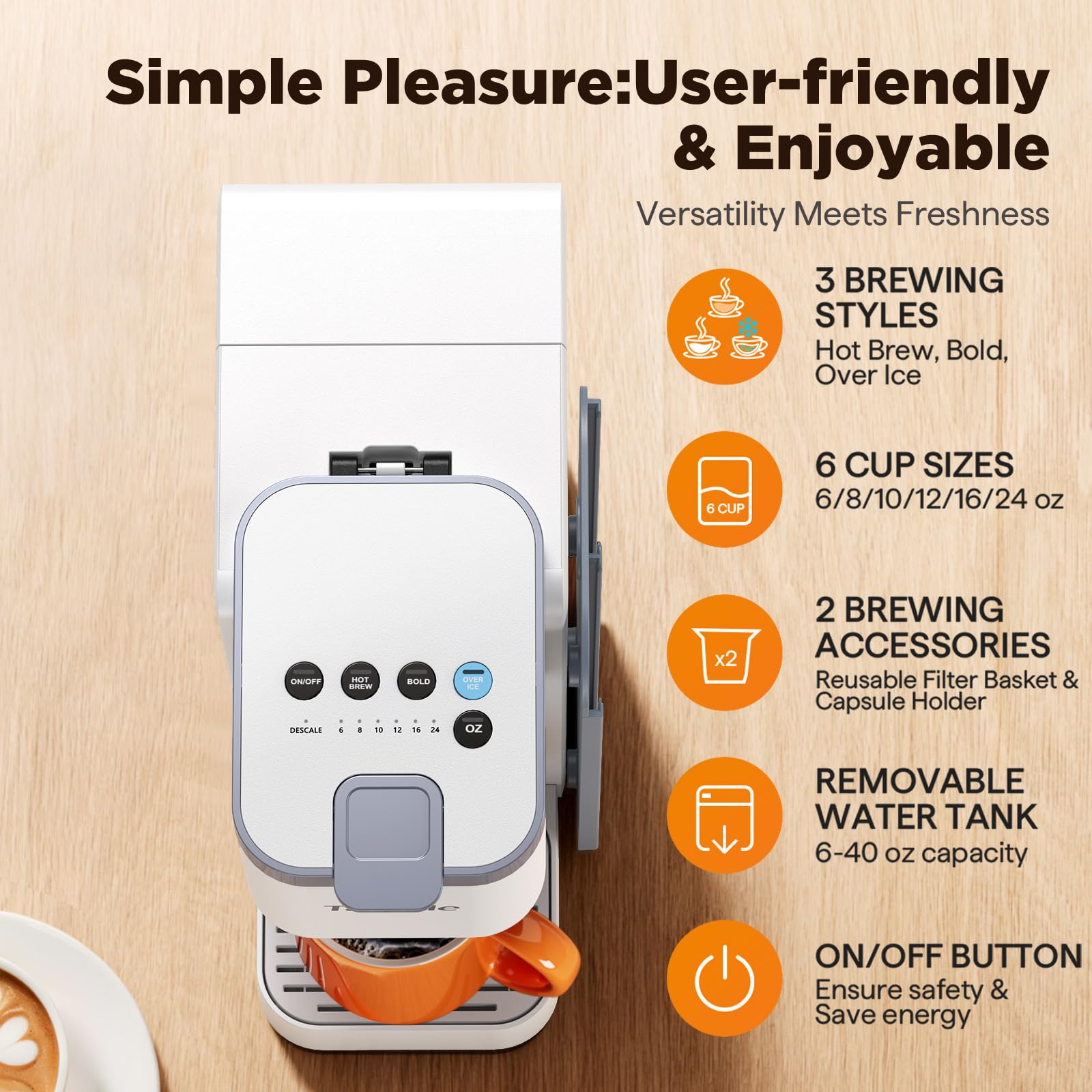 Tastyle side-mounted organizer saves counter space and speeds pod access
