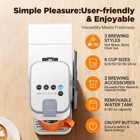 Tastyle side-mounted organizer saves counter space and speeds pod access
