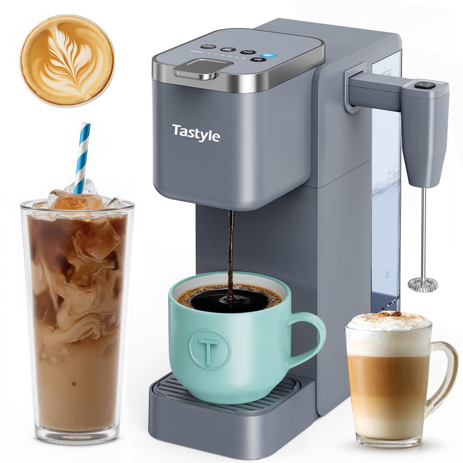 Tastyle single-serve coffee maker front view for quick home brewing