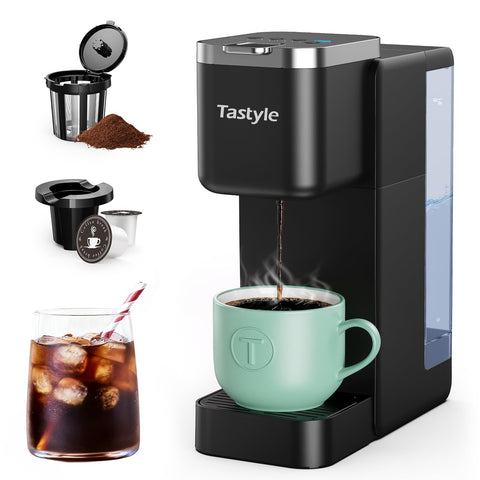 Tastyle single-serve coffee maker front view in compact kitchen.