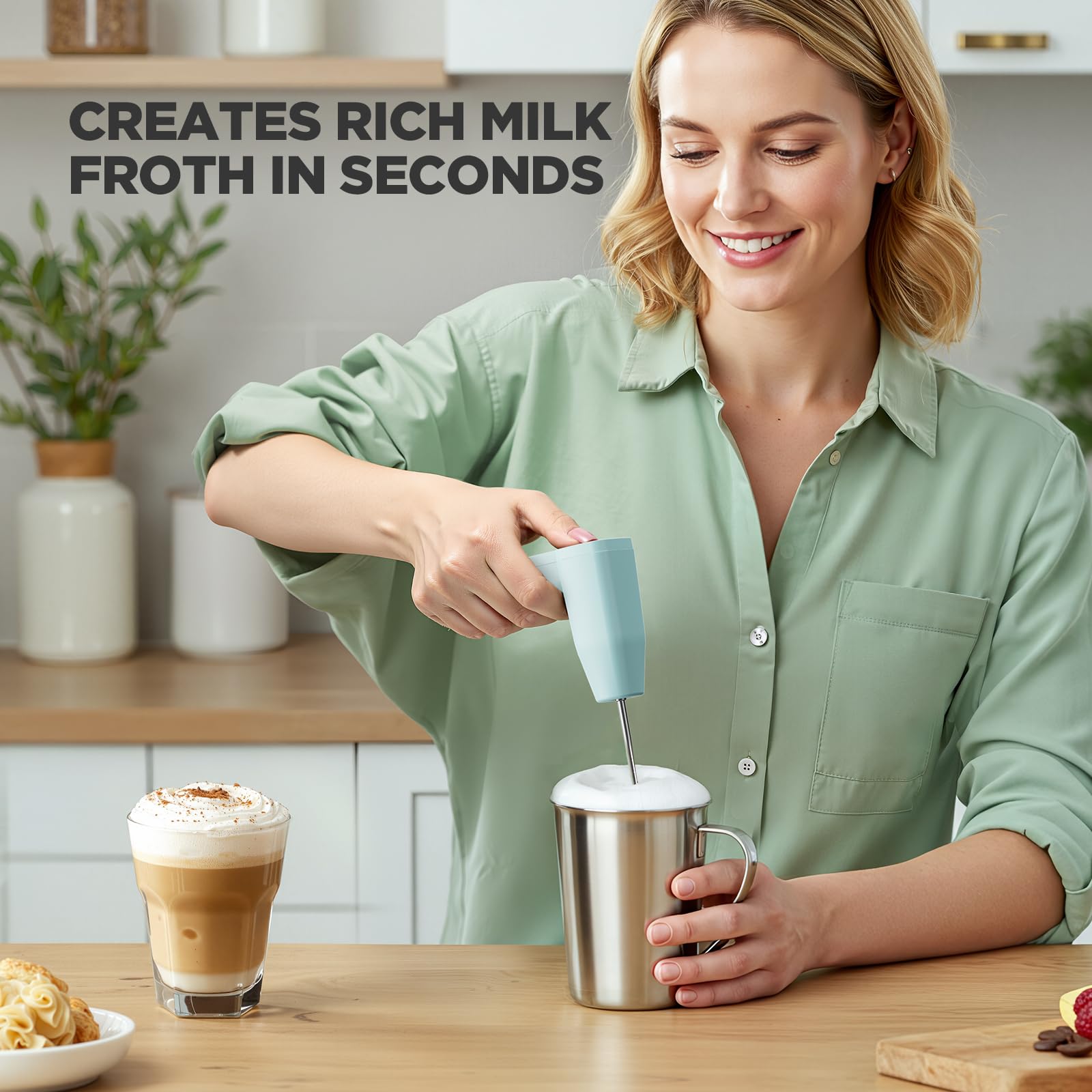 Tastyle teal coffee maker fits travel mugs up to 7.3 inches for on-the-go brewing.