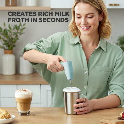 Tastyle teal coffee maker fits travel mugs up to 7.3 inches for on-the-go brewing.