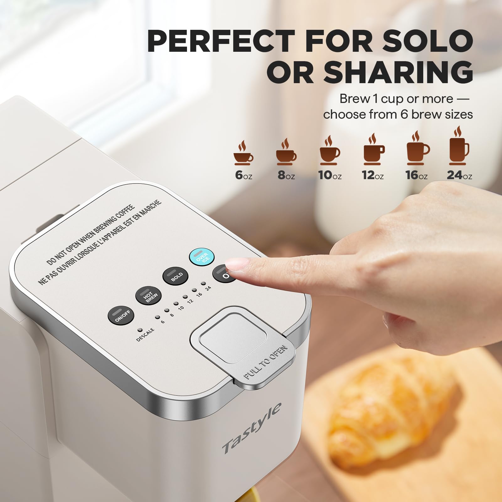 Tastyle travel mug fits up to 7.3 inches.