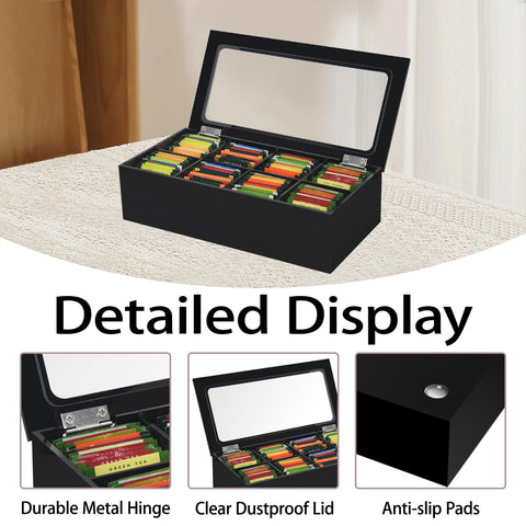 Tasybox tea organizer eight compartments keeps items neatly separated.