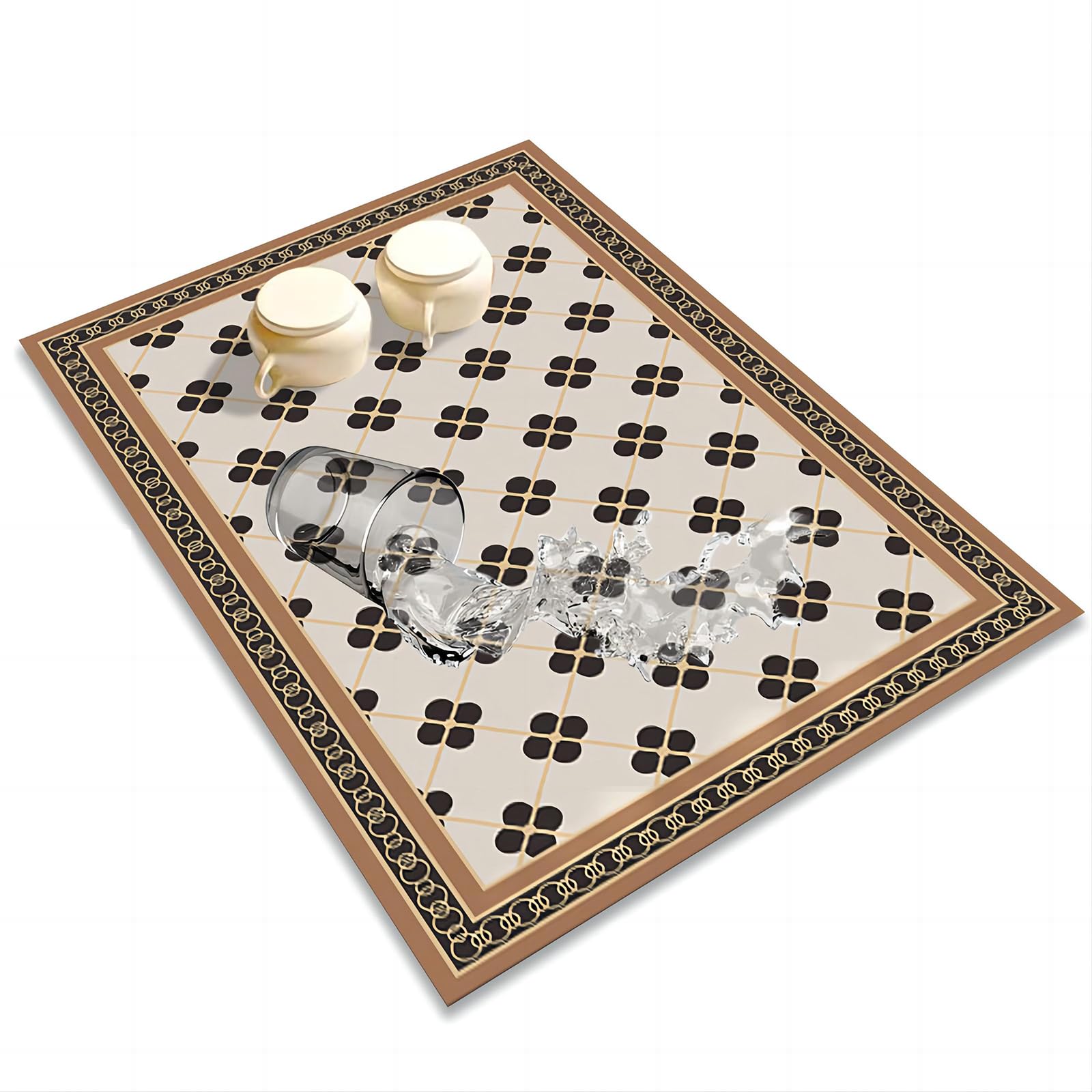 Tatibana dish drying mat demonstrates rapid drying for clean countertops.
