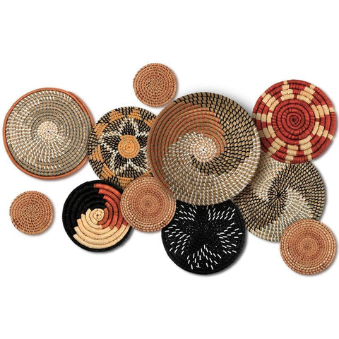 Tatuo bulrush wall basket set, ideal as wall art and farmhouse accent