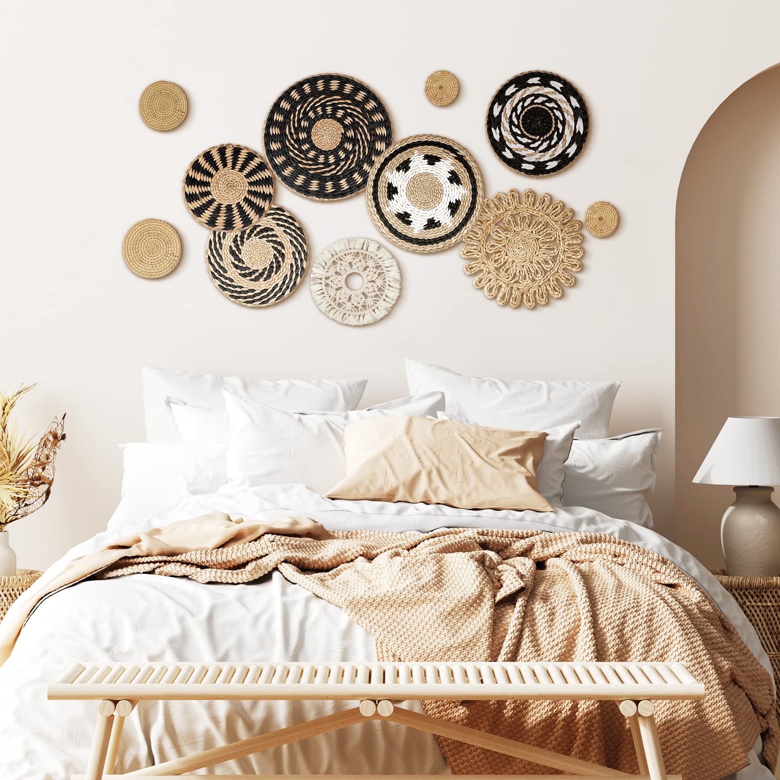 Tatuo bulrush wall basket 05 styled in a bedroom for a cozy touch
