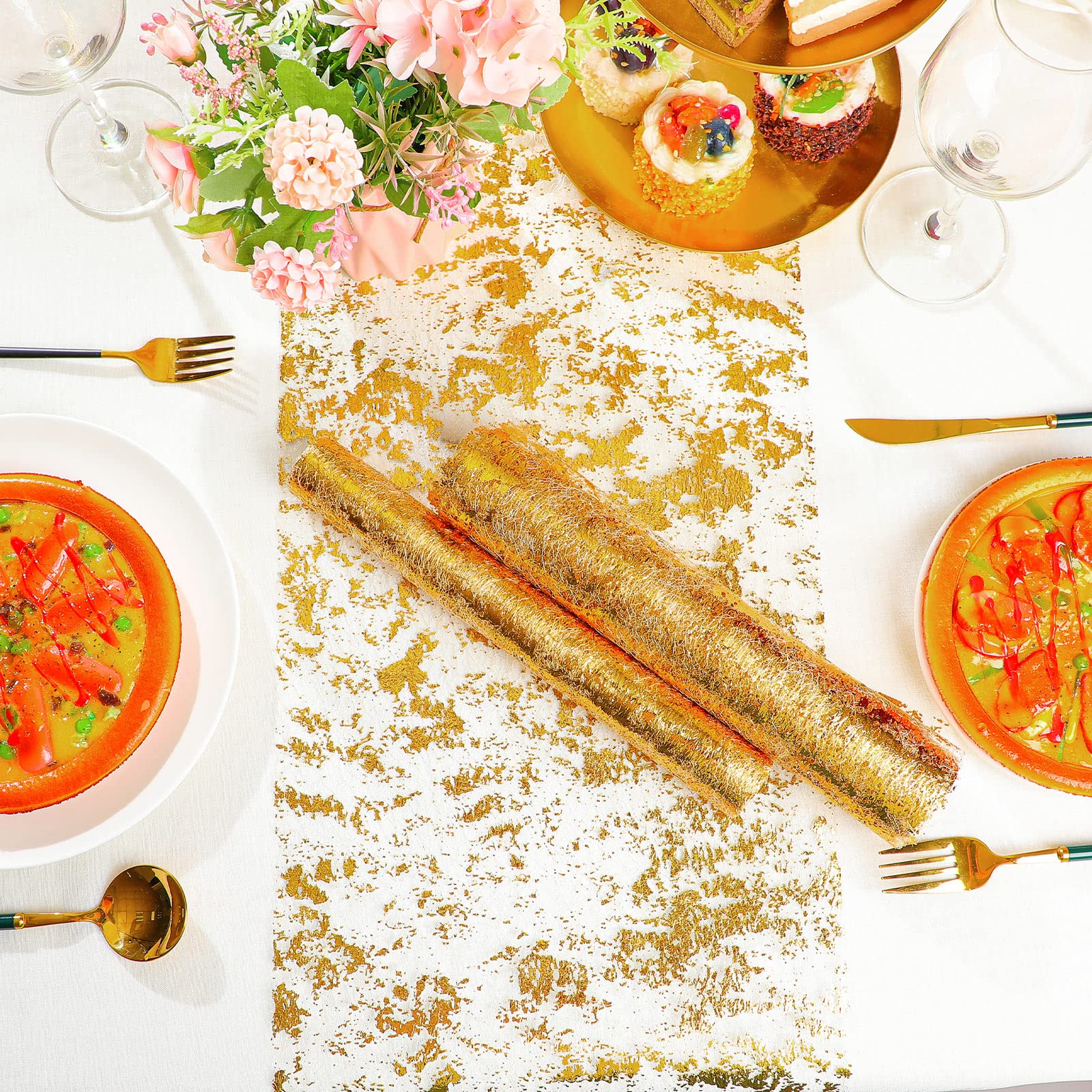 Tatuo gold table runner lightweight and reusable for quick party decor