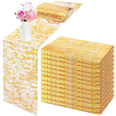 Tatuo gold table runner glitter detail enhances wedding table ambiance