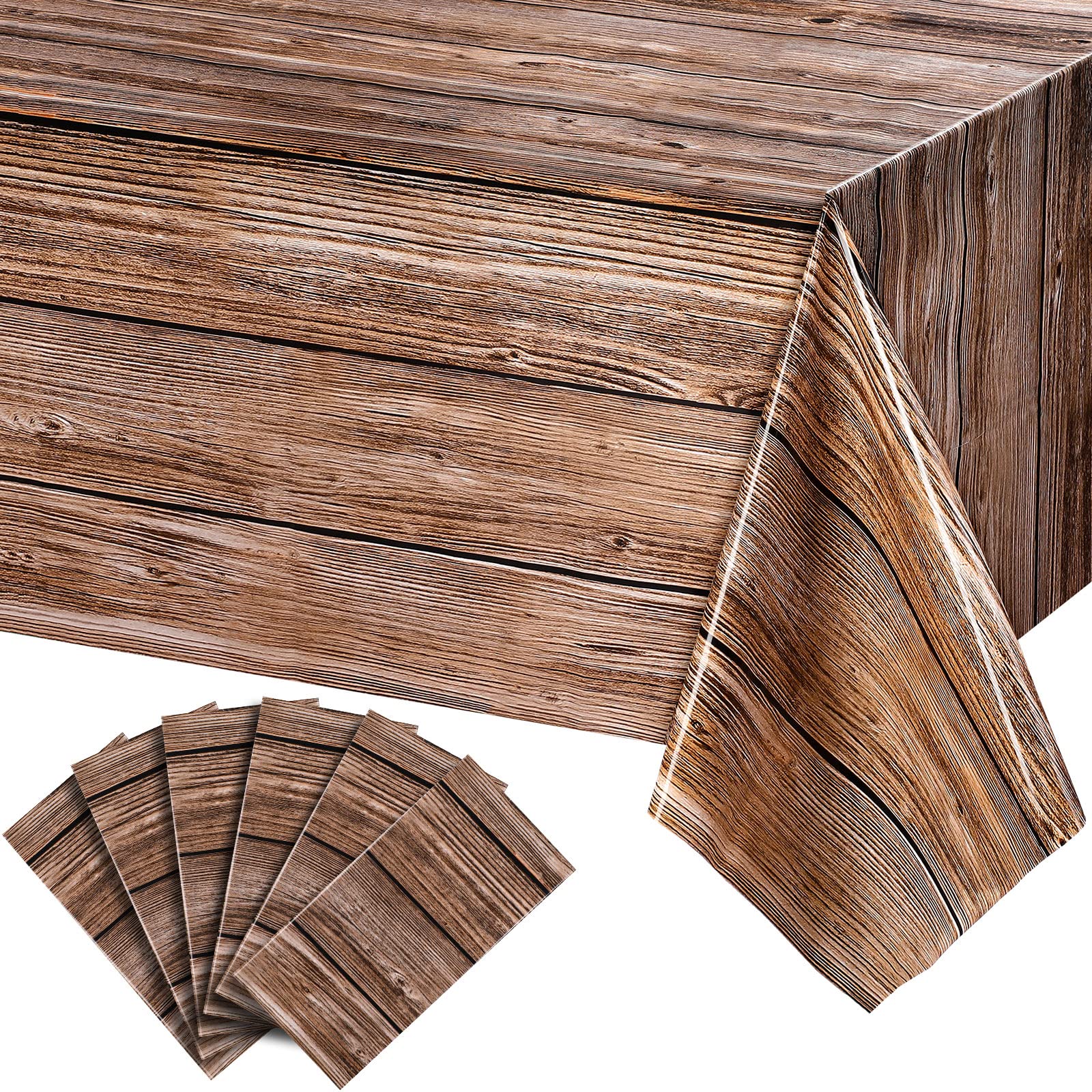 Tatuo natural wood grain tablecloths six-pack protecting rustic tables