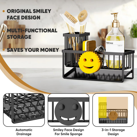 Taugast sink caddy with removable brush holder for organized cleaning tools.