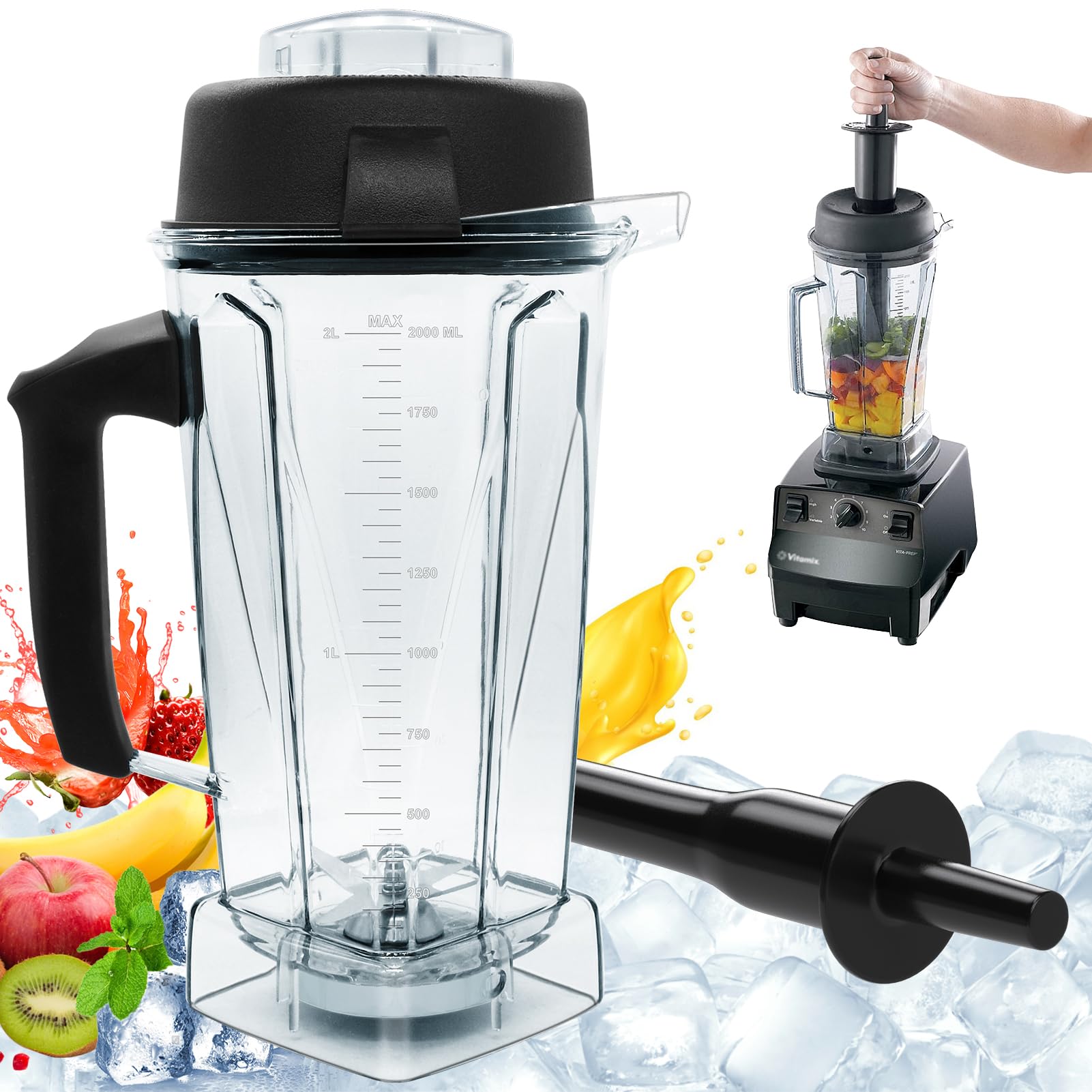 tauuio transparent 64oz container with measurement marks