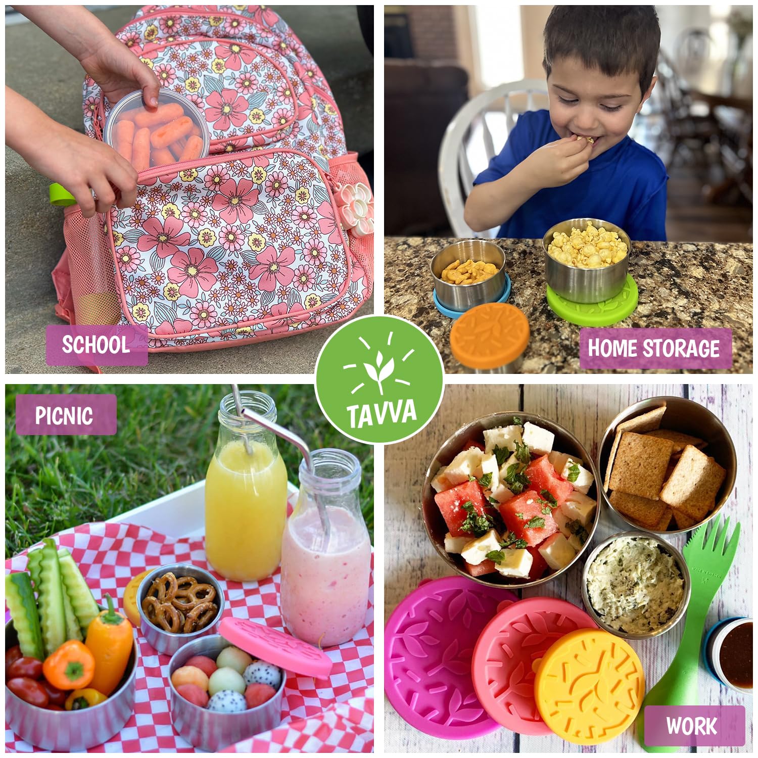 TAVVA 7oz stainless steel snack container ideal for fruit and dips