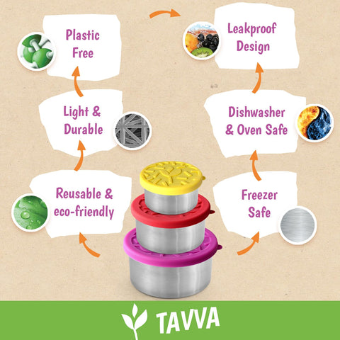 TAVVA stackable lunch containers save space and organize pantry or lunchboxes.