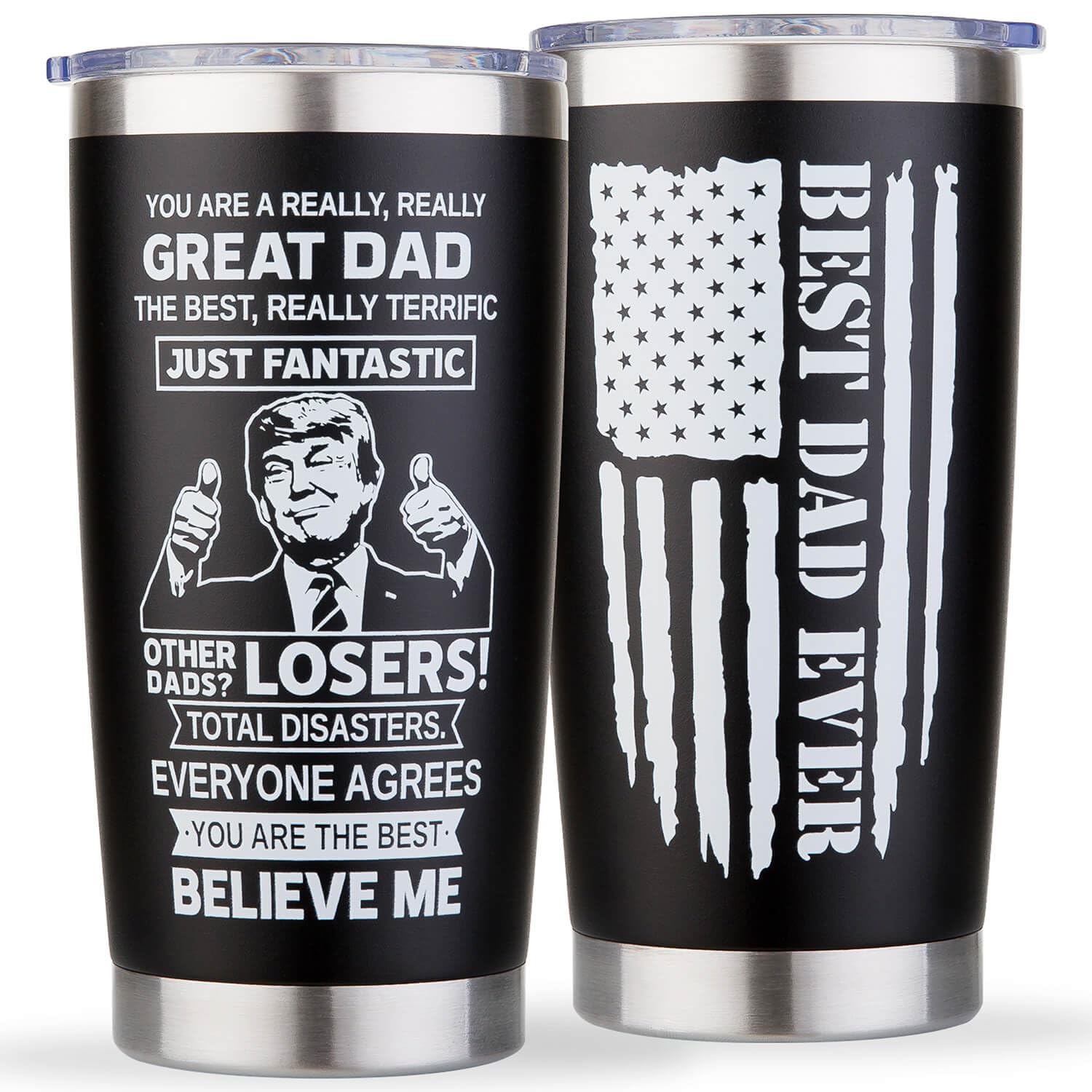 Tawazi dad tumbler 20oz insulated keeps beverages at the right temperature.
