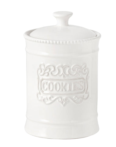 TAWCHES large ceramic cookie jar with lid on countertop keeps cookies fresh and accessible.