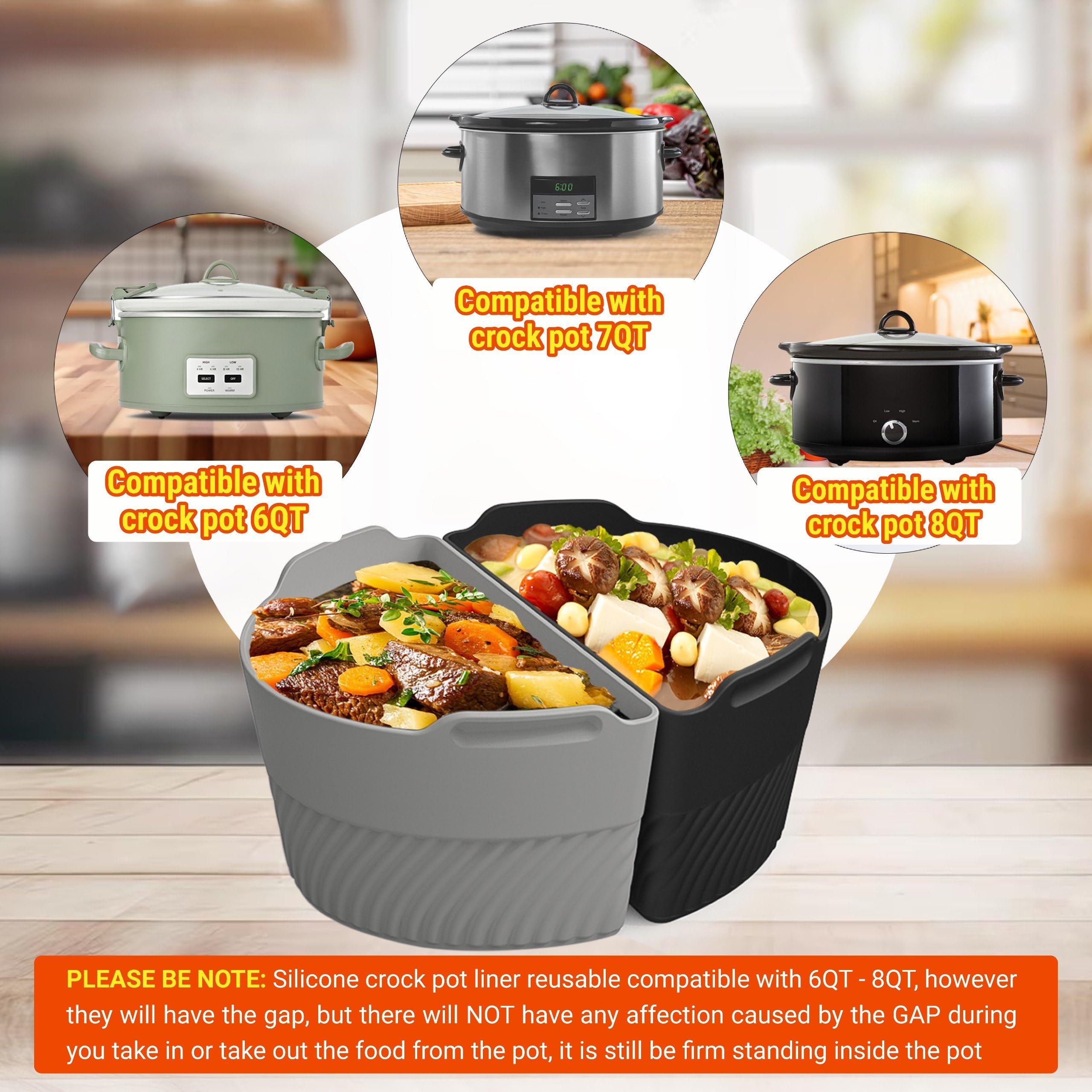 TAYDOIBAN dual-meal setup in a 6qt slow cooker for variety.