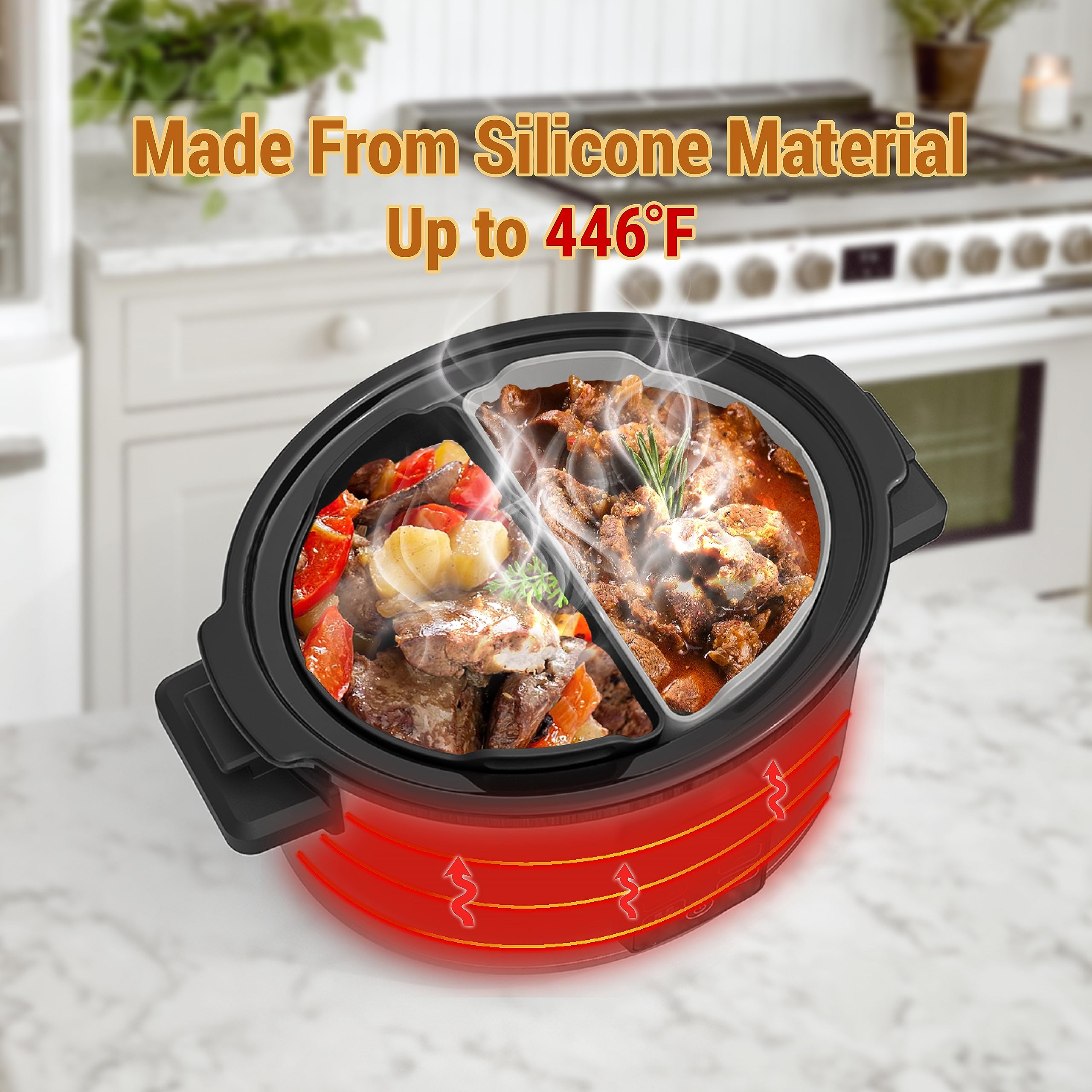 TAYDOIBAN heat-resistant silicone liner withstands up to 446°F.
