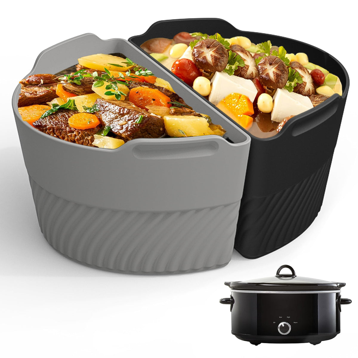 TAYDOIBAN silicone slow cooker divider fits 6qt, doubles meal options.