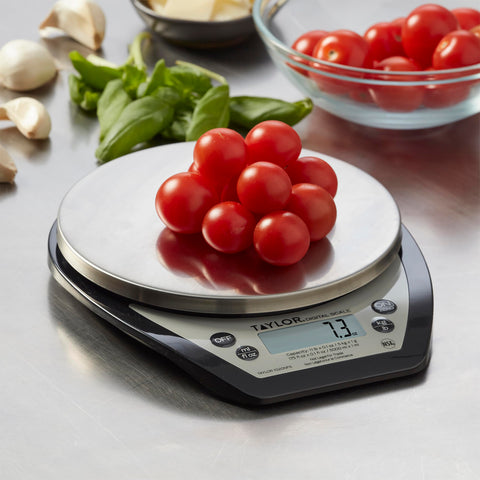 Taylor 1020NFS liquid and dry weighing view, precise in 0.1 oz/1 g increments.