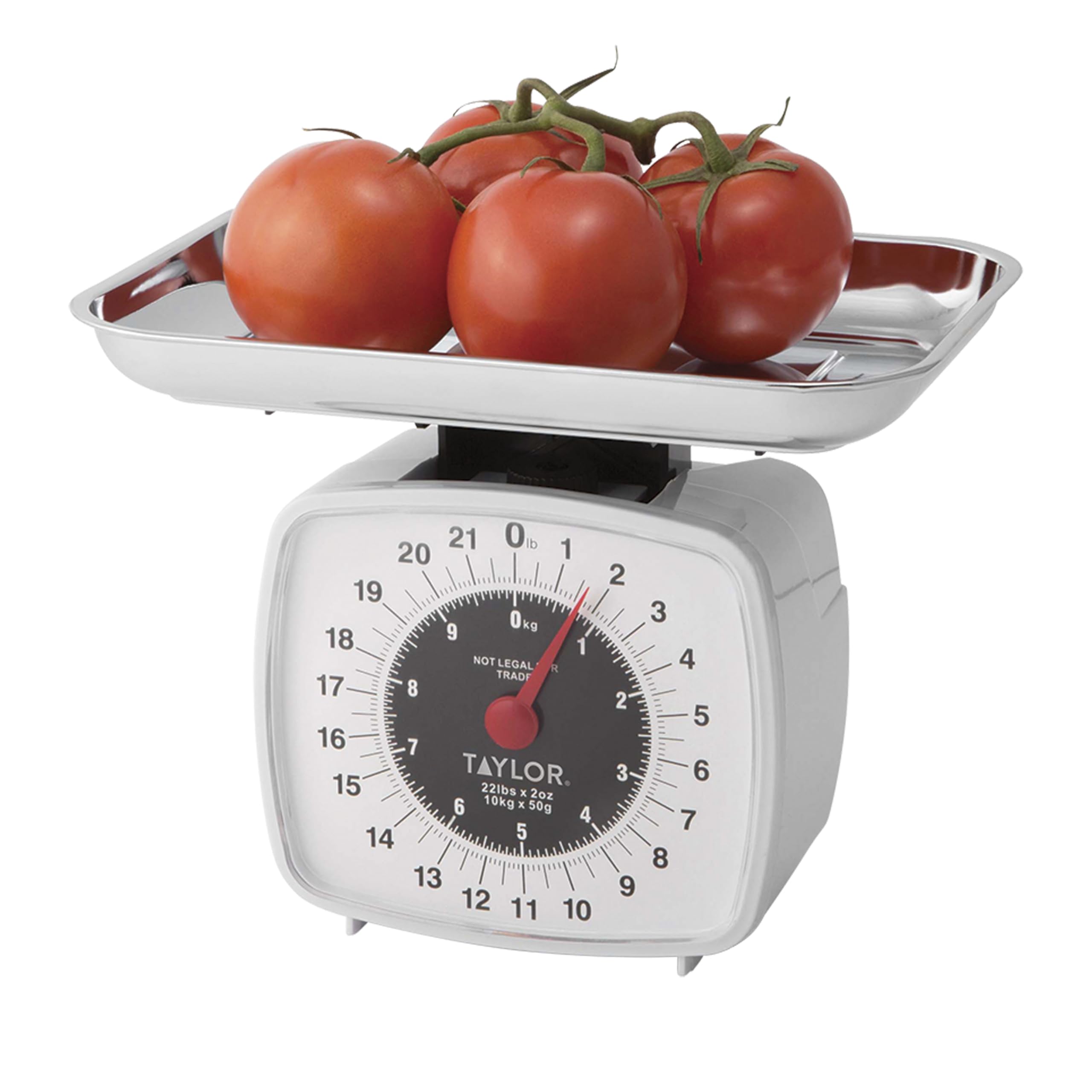 Taylor Analog Kitchen Scale measures up to 22 lb for versatile portions.
