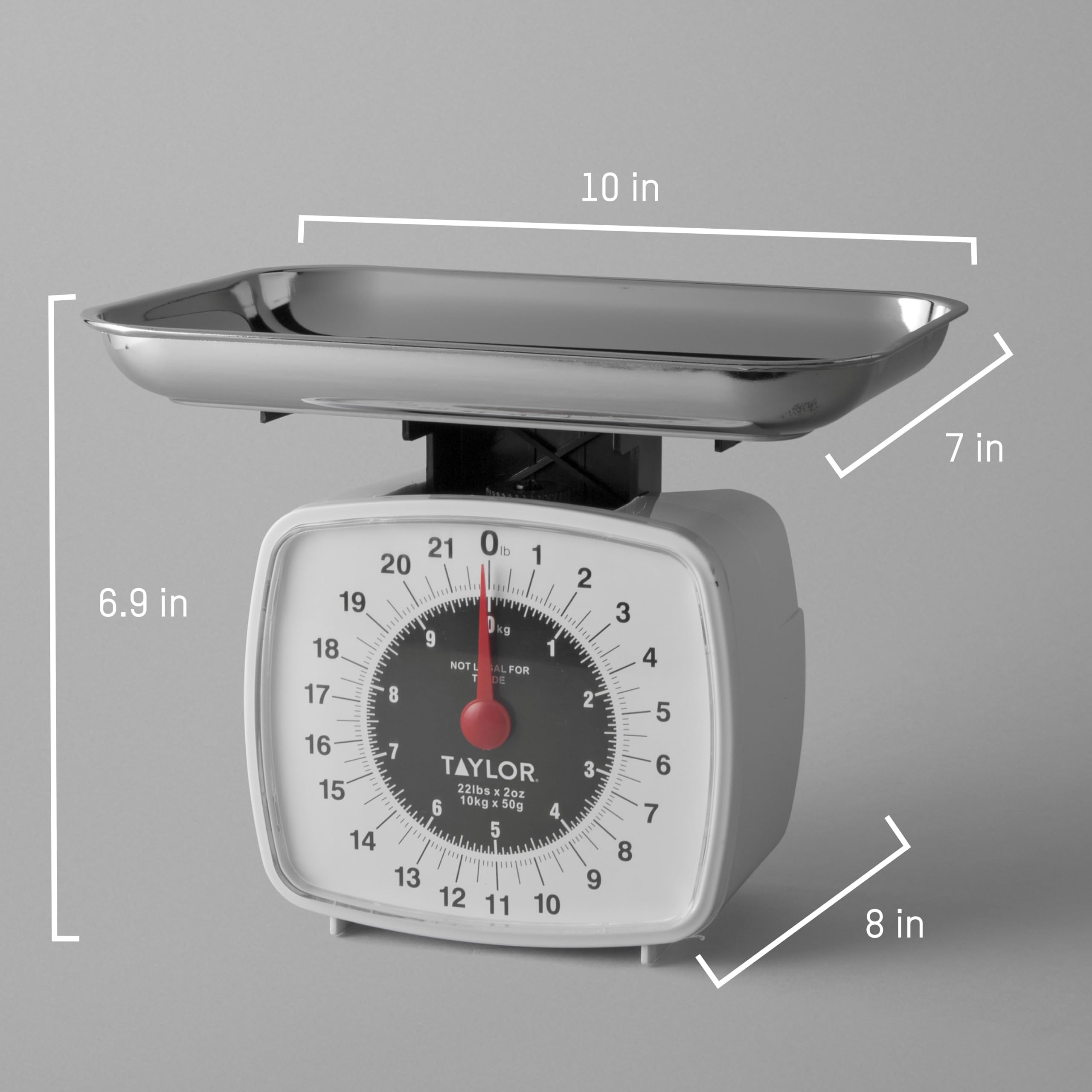 Taylor Analog Kitchen Scale zeroing knob helps tare ingredients before adding more.