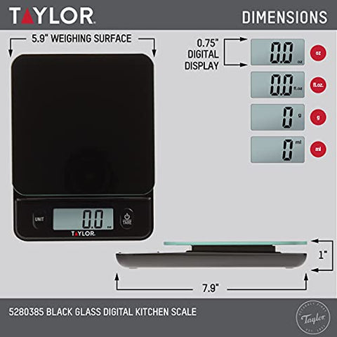 Taylor Glass Top Scale offers 11 lb capacity for versatile portions.